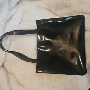 Black Chanel Patent Leather Tote Bag